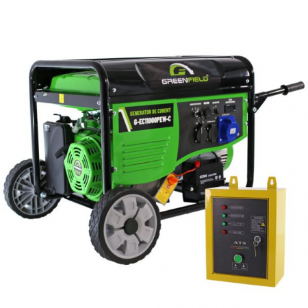 BRICOLAJ - Generator de curent pe benzina Greenfield G-EC11000PEW-C+ATS_11000, portabil, 230V, 9.2 kVA, pornire electrica automatizata, cu panou ATS