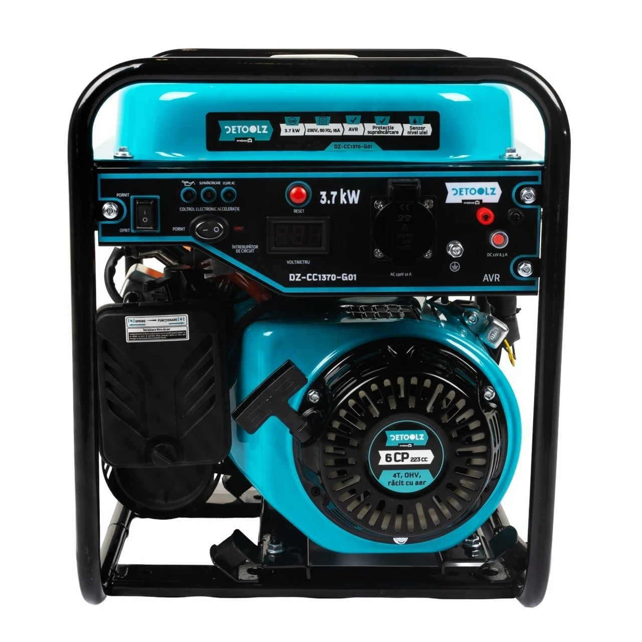 Generator invertor Detoolz, 3.7 kW, 1 priza 230V, motor pe benzina 4 timpi, pornire manuala, capacitate rezervor 9 litri [2]