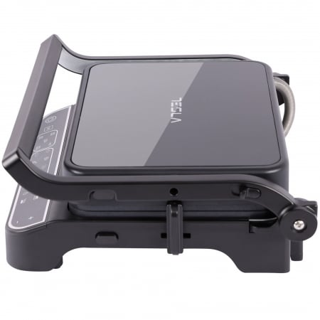Gratar electric Tesla GR500BG, 2000 W, display LED, Control digital, 10 programe, placi detasabile reversibile 30x23 cm, Negru/sticla [6]