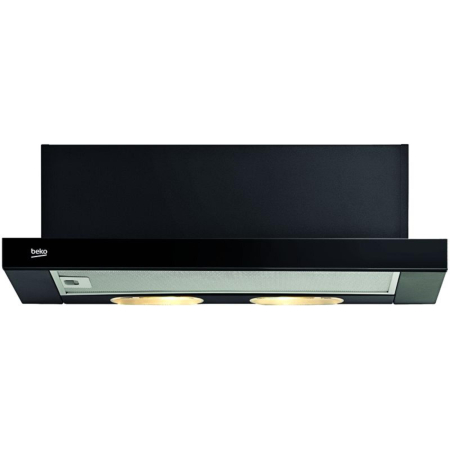 Marelvi - Hota Beko, telescopica, 1 motor, Putere de absorbtie 420 mc/h, culoare negru, panou frontal sticla neagra