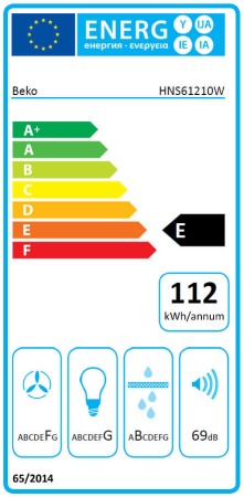 Hota Beko, traditionala, 1 motor 143W, 3 trepte de viteza, 1 lampa iluminare 28W (halogen), 1 filtru de grasimi din aluminiu, capacitate absorbtie max. 272 m3/h, nivel zgomot max. 70 dBA, clasa eficie [3]