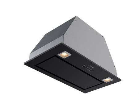 BUCATARIE - Hotă de bucătărie Pyramis Turbo ERN, total incorporabilă, 52 cm, motor puternic, 760 m³/h, control Soft Touch și timer, design modern cu finisaj metalic negru rezistent