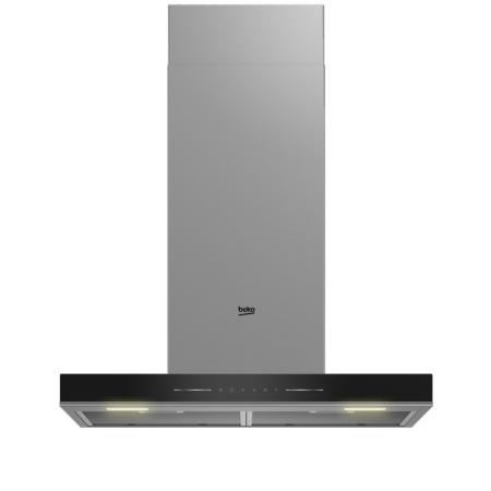 Marelvi - Hota decorativa Beko, Putere de absorbtie 710 mc/h, Senzor de temperatura, Lumina ajustabila, Electronic Touchcontrol, Avertizare curatare/inlocuire filtru, Panou sticla, Negru