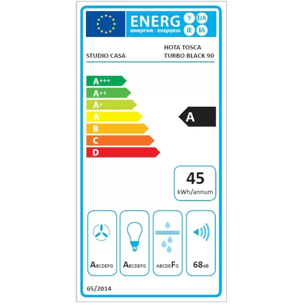Hota decorativa cu design rustic Tosca Turbo 90 cm Studio Casa, Iluminare LED 2 x 1W, Putere de absorbtie 645 m3/h, Dimensiuni (LxlxH) 89,6 x 45,2 x 69,5/88 cm, Neagra [5]
