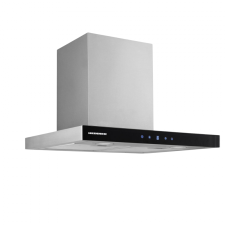 Hota decorativa Heinner DCH-650TIX, absorbtie 585.8 m3/h, Control touch, Timer, Iluminare LED, Clasa B, 60 cm, Inox + Sticla neagra [1]