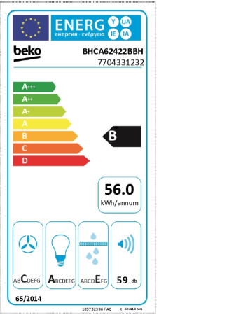 Hota decorativa inclinata Beko, 400m3/h, 3 trepte, LED, filtre carbon, negru [3]