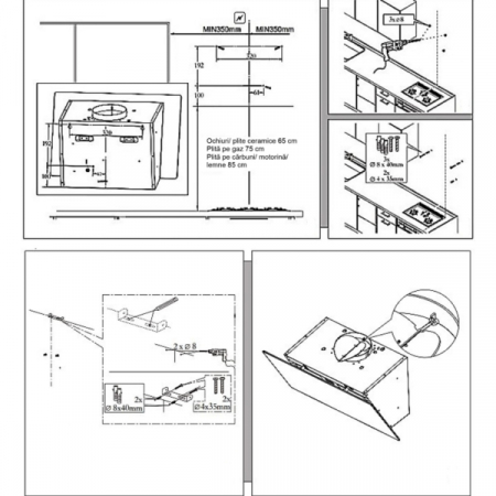 Hota decorativa inclinata Samus HSI630MGB, tip turn cu partea de lucru inclinata, 297 mc/h, 1 motor, latime 60 cm, filtru de grasime din aluminiu, Neagra [1]