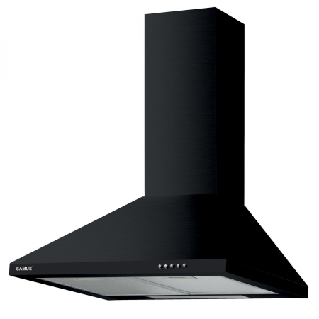 Hote Decorative - Hota decorativă Samus HS660DLB, 600 m³/h, 3 trepte, 1 motor, iluminare LED, filtru dublu aluminiu, culoare negru