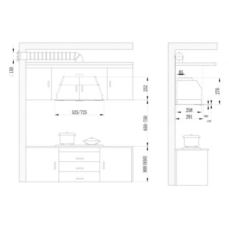Hota decorativa Samus HS661DGX,  latime 59.5 cm, filtru de grasime din aluminiu, 9 trepte de absorbtie, touch control, Inox/Sticla neagra [3]