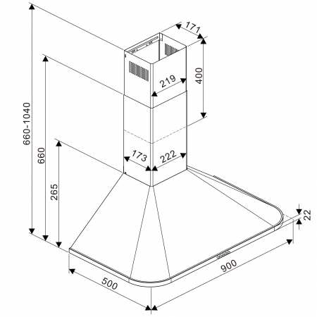 Hota decorativa semineu Tesla DC900AXP, 1 motor 190W, Putere de absorbtie 630 m3/h, 3 viteze, Led 2x2W, 90 cm, Inox [4]