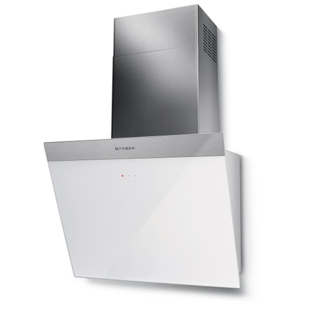Marelvi - Hota decorativa, tangetiala, Faber, DAISY EG6 LED WH A55, 55 cm, 550 m3h, 70 dB, 1 motor, clasa C, touch, Led, fitru aluminiu, alb-inox, 330.0529.563