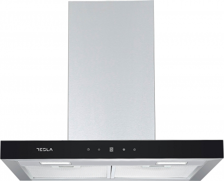 Hote Decorative - Hota decorativa Tesla DC600AXB, T-shape, 1 motor DC 75W, Putere de absorbtie 630 m3/h, control digital, afisaj LED, 60 cm, Inox/sticla neagra