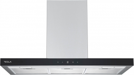 Hote Decorative - Hota decorativa Tesla DC900AXB, T-shape, 1 motor DC 75W, Putere de absorbtie 630 m3/h, control digital, afisaj LED, 90 cm, Inox/sticla neagra