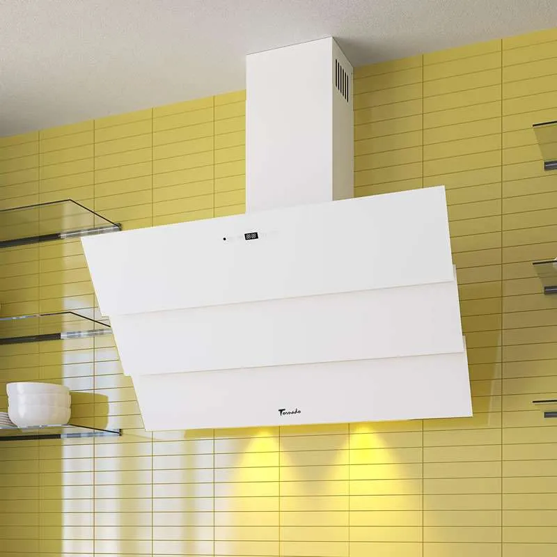 RESIGILATA - Hota Decorativa Tornado Megas 1200 (90) LED, clasa A, 1 motor Turbo, latime 90 cm, 4 viteze, absorbtie 1200 m3/ora, filtru anti-grasimi aluminiu 5 straturi, Alb [6]
