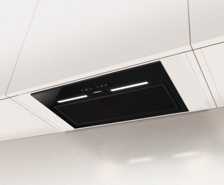 Marelvi - Hota incorporabila Amica, tip box, total incorporabila, 55 cm, 1 motor, 3 trepte de viteze, 462 m3/h debit maxim, 63 dB, 155 W, rama sticla, iluminare led, comenzi touch, negru
