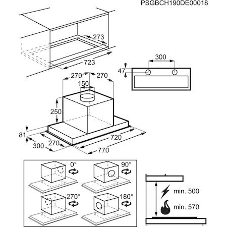 Hota incorporabila Electrolux, Putere de absorbtie 700 mc/h, 1 motor, Conexiune Wireless, 80 cm, Inox [4]
