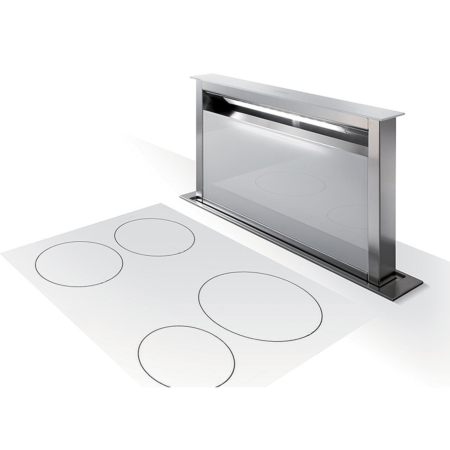 Import - Hota incorporabila in blat, Faber, FABULA EVO+WH A90, retractabila vertical, 90 cm, display tactil, panou sticla alba, iluminare LED, 700mc, Clasa A, filtru aluminiu,70dB, 340.0492.567