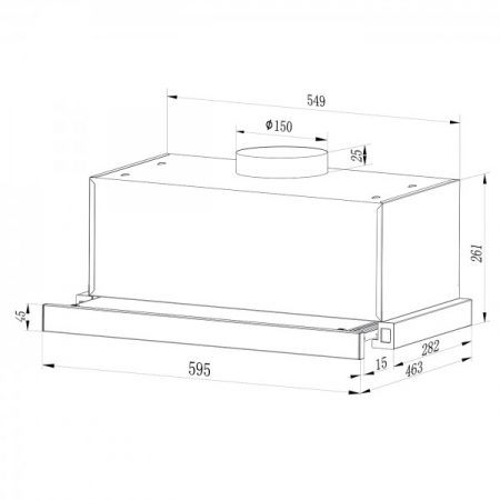 Hota incorporabila Samus HS6060TX, 600 mc/h, 1 motor, latime 60 cm, 2 trepte de absorbtie, Filtru tip dublu-caseta(din aluminiu), Inox [1]