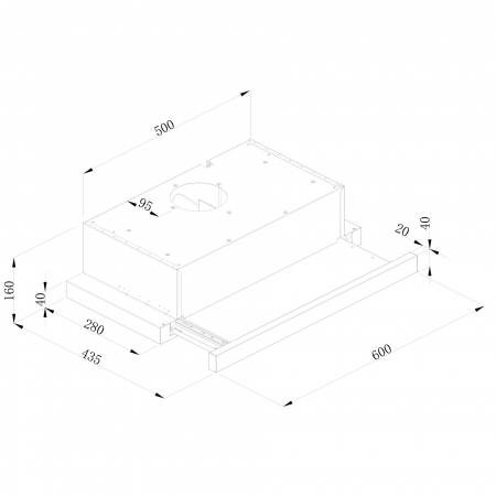 Hota incorporabila telescopica Tesla DT600AX, 2 motoare, Putere de absorbtie 350m3/h, 2 viteze, Led 2W, 60 cm, Inox [4]