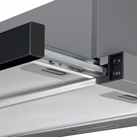 Hota incorporabila telescopica Tesla DT600AXB, 2 motoare, Putere de absorbtie 350m3/h, 2 viteze, Led 2W, 60 cm, Inox/sticla neagra [3]