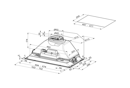 Hota incorporabila tip caseta, Faber, INKA SMART HCS, 70 cm, 390mc, 70 dB, filtru aluminiu, LED2, clasa B, inox [2]