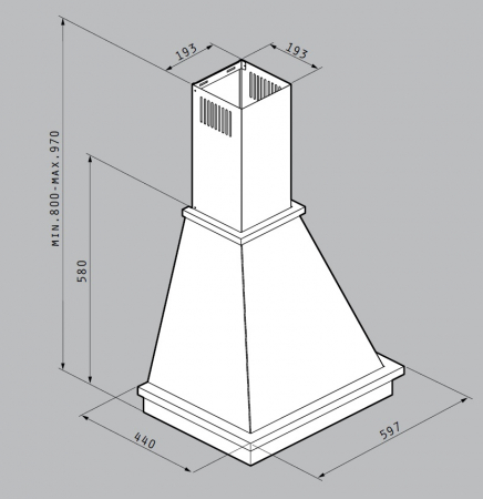 Hotă rustică Pyramis COUNTRY GOLDEN VEIN 60 cm, 3 viteze, 370 m³/h capacitate de absorbție, display și timer, ramă decorativă din lemn natur și finisaj metal vopsit, combinație armonioasă între tradiț [4]