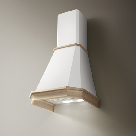 Hotă rustică Pyramis EL60, 60 cm, capacitate de absorbție 368 m³/h, finisaj bej și ramă decorativă din lemn natur, combinație armonioasă între tradițional și modern [1]