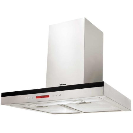 Marelvi - Hota semineu Hansa, 60 cm, 642 m3/h, 1 motor, 2 filtre aluminiu, filtru carbon optional, 3 trepte, temporizator, display, ceas, iluminare, inox