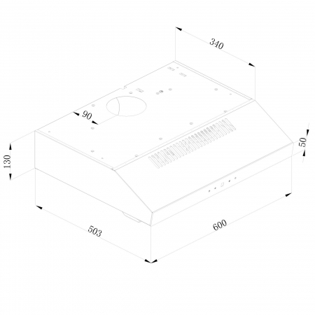 Hota traditionala Tesla DB601AXB, 2 motoare, Putere de absorbtie 350m3/h, Touch control, 3 viteze, Led 2x2W, 60 cm, Inox/negru [1]