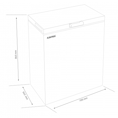 Ladă Frigorifică 2 în 1 Albatros LA175E – 165L, Frigider/Congelator, Clasa Energetică E, Capacitate Congelare 7 kg/24h, Panou Control LED, Dezghețare Manuală, Roti pentru Mobilitate, [2]
