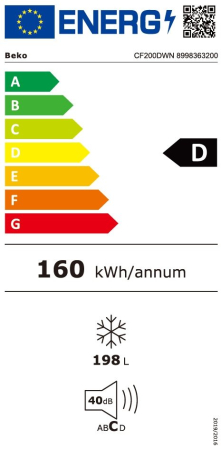 Lada frigorifica Beko CF200DWN, Static, 198 L, 102.6 x 61.6 x 84.5 cm, Clasa D, Alb [6]