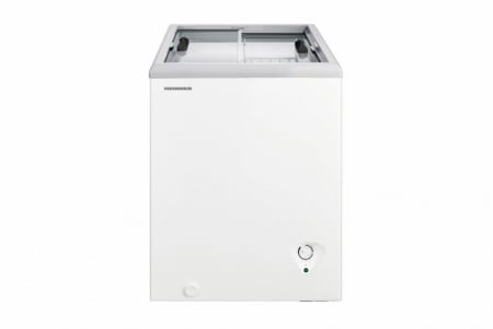Lazi frigorifice - Lada frigorifica comerciala Heinner HSF-M84WHC, capac din sticla, 84L, clasa C, functionare convertibila (frigider/congelator)