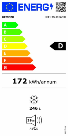 Lada Frigorifica Heinner HCF-HM246INVCD, 246L, Convertibila Frigider/Congelator, Compresor Inverter, Control Electronic, Congelare Rapida, Display LED, Alb [2]