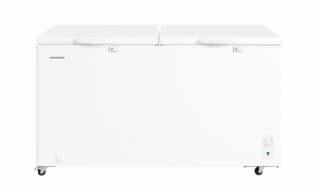 Lazi frigorifice - Lada Frigorifica Heinner HCF-M508INVCE++, 508L, Frigider si Congelator 2 in 1, Compresor Inverter, Clasa E, Control Mecanic, 2 Cosuri, Lumina LED, Maner Extern cu Incuietoare, Alb