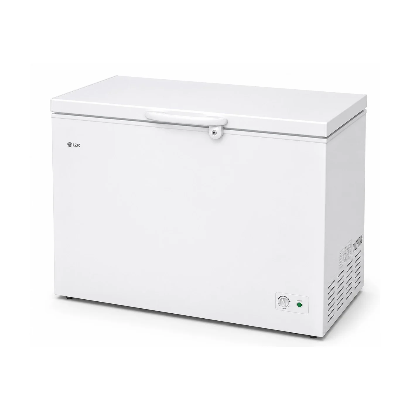 Lada frigorifica LDK BD-250FCGC, Clasa E, Capacitate 244 l, Dimensiuni (Î x L x A) (cm): 85 x 101 x 57.5, Congelare rapida, Termostat ajustabil, Alb [1]