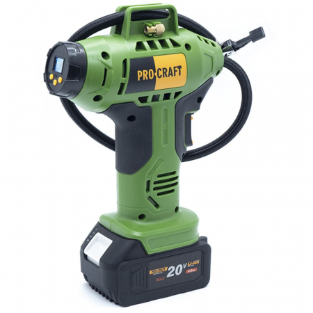 BRICOLAJ - Compresor auto cu acumulator Procraft LK20, 20V/4A, 12 l/min, 10 atmosfere, 80W