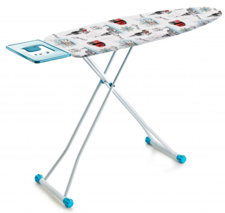 BRICOLAJ - Masă de Călcat Heinner Care KLASS, 125 x 42 cm, Blat Metalic Tip Plasă, Husă din Bumbac cu Protecție din Pâslă, Picioare Metalice, Protecție Anticorozivă, Alb/Turcoaz