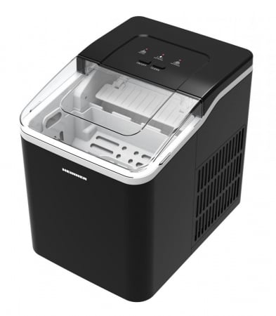 Aparate cuburi de gheata - Mașină de cuburi de gheață HEINNER HIM-120BK, 12 kg/24h, Recipient detașabil, Rezervor 1.5L, Funcție de curățare, Negru