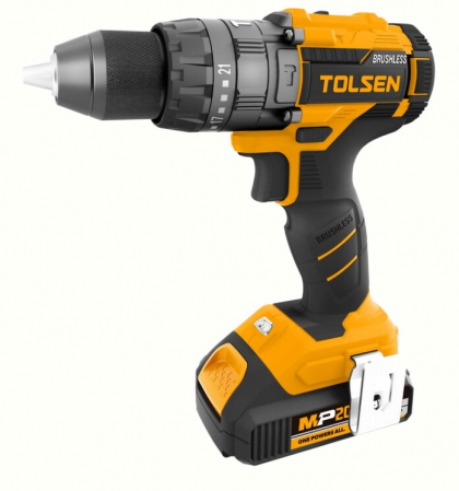 Masina de gaurit cu percutie cu 2 baterii li-ion 2 ah, 20v, 13mm, 32000 bpm, tolsen, industrial [1]