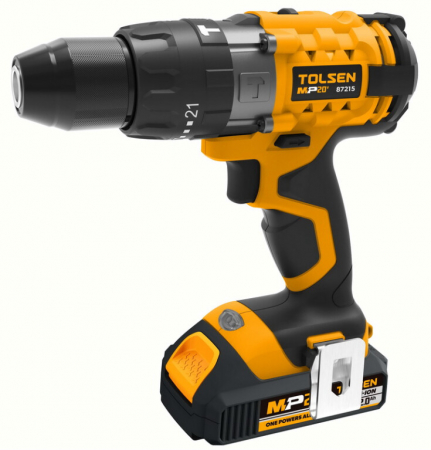 BRICOLAJ - Masina de gaurit cu percutie tolsen, cu 2 baterii li-ion 2 ah, 20v, 13mm