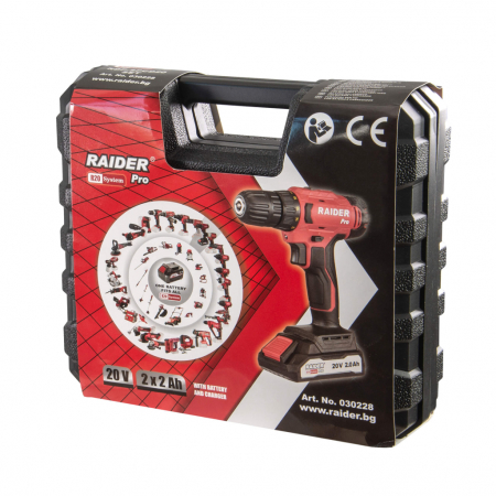 Masina de gaurit Raider Pro, 2 viteze, 10mm 44Nm, 2Ah, 20 V, 2 acumulatori, RDP-SPCD20 [4]