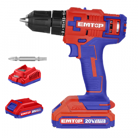 BRICOLAJ - Masina de gaurit si insurubat cu 1 acumulator 2.0AH, 45Nm - ECDL6200118, EMTOP