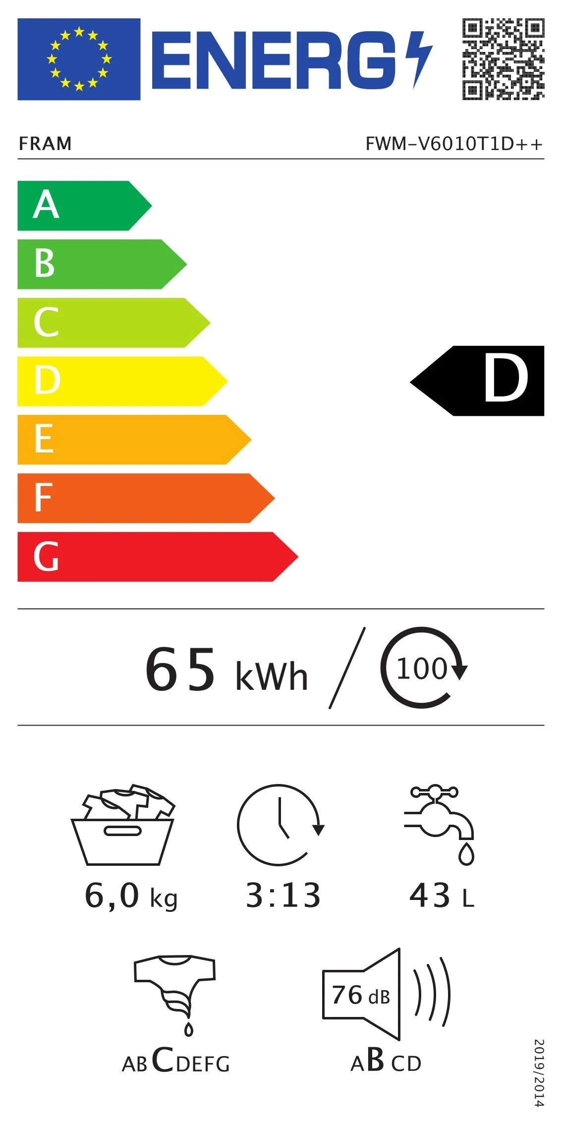 Masina de spalat rufe Fram FWM-V6010T1D++, 6 kg, 1000 rpm, Clasa D, Display LED, Anti-sifonare, Eco-Logic, Alb [2]