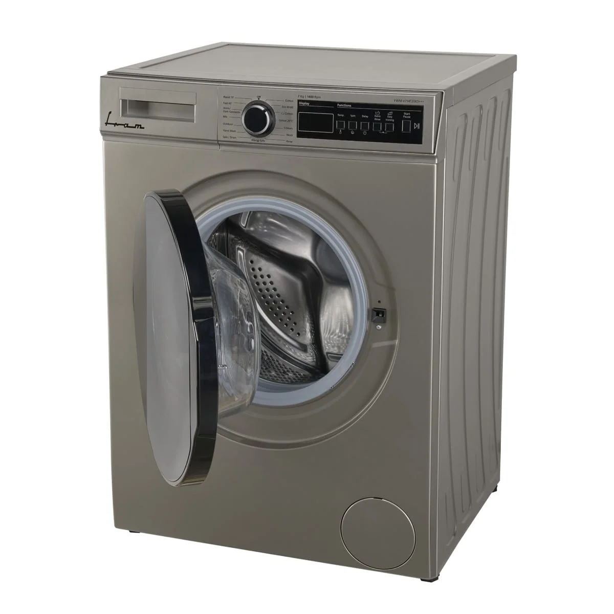 Masini de spalat rufe frontale - Masina de spalat rufe Fram FWM-V714T2IXD+++, 7 kg, 1400 rpm, Display digital, Allergy safe, Start intarziat, Anti-sifonare, Eco-Logic, Inox crom