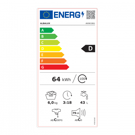 Mașină de Spălat Rufe Albalux AXW1061, 6 kg, 1000 RPM, 23 Programe, Clasă Energetică D, Alb [2]