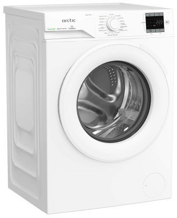 Masina de spalat rufe Arctic, 8kg, Clasa A, 1200rpm, Motor SilentInverter, ExtraSteam, SaveInAll, Recycled Tub, display, Alb [1]