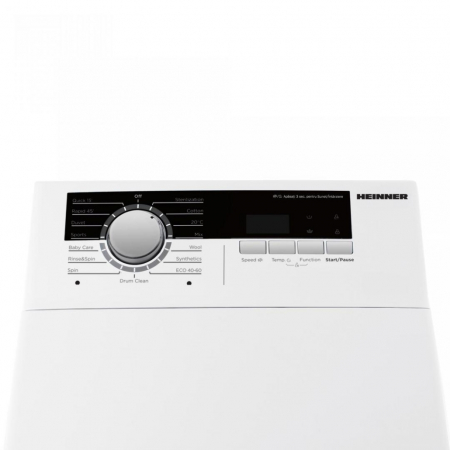 Masina de spalat rufe cu incarcare verticala Heinner HWM-TL8013IVA++, 8kg, 1300rpm, clasa A, motor inverter, 15 programe, display digital, program rapid 15min, program scurt 45min, Alba [1]