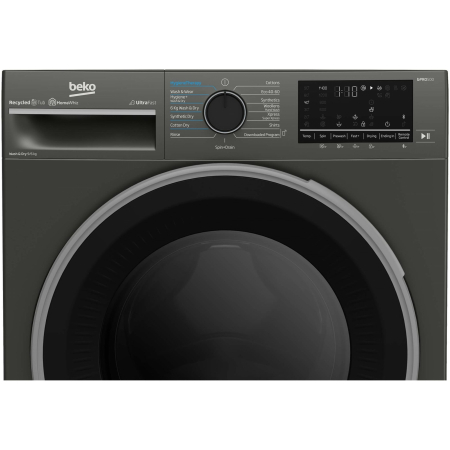 Masina de spalat rufe cu uscator Beko, 9/6kg, 1400 rpm, Clasa A, SteamCure, UltraFast, HomeWhiz Bluetooth, Hygiene Therapy, display, Manhattan Gray [3]