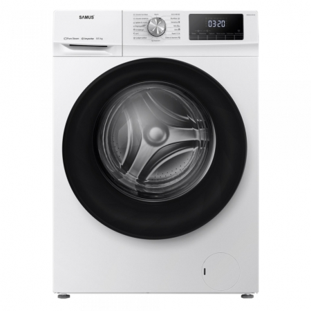 Masini de spalat rufe cu uscator - Masina de spalat rufe cu uscator Samus WSDDI-85140, spalare 8 kg, uscare 5 kg, clasa D, motor inverter, afisaj LCD, incarcare cu rufe in timpul spalarii, pornire intarziata, control antispuma, Alba