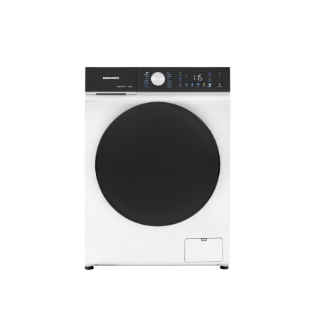 Masina de spalat rufe Daewoo, 10 kg, motor inverter, 1400 rpm, clasa A-30%, 16 programe, butoane touch, panou de control negru cu pictograme colorate, usa dubla neagra (PC Cover), culoare Alb [0]
